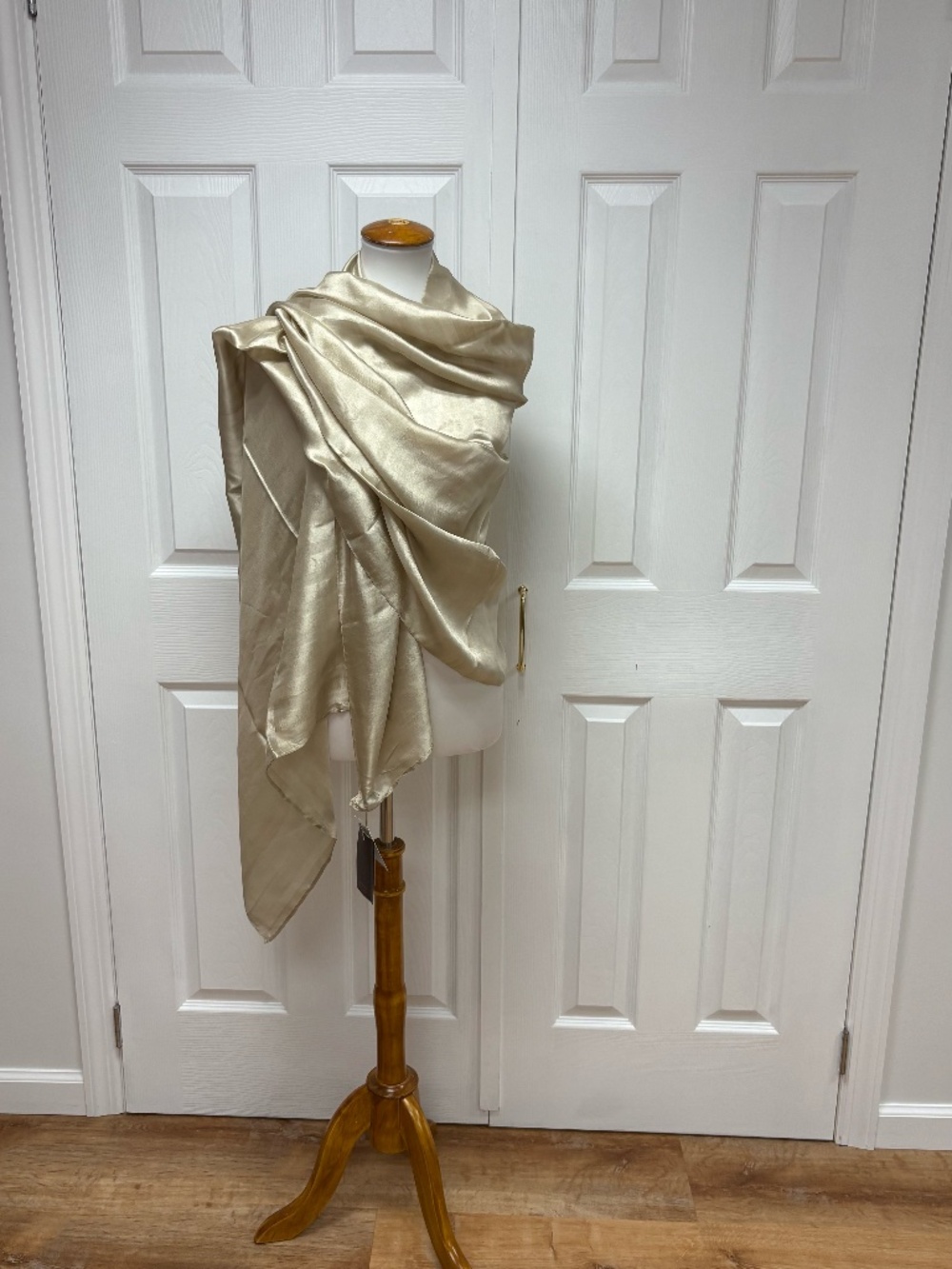 Artisans Angkor Champagne Gold Silk Evening Silk Scarf - NEW With Tags. In Bag.